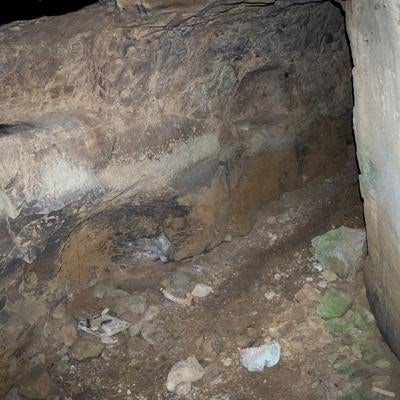北側壕口から覗き込んだドラム缶壕内部の写真