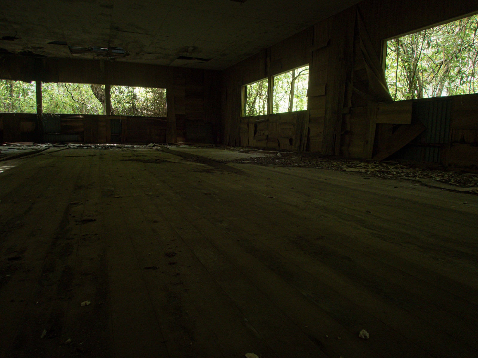 「殺風景に朽ち果てた廃墟の部屋」の写真