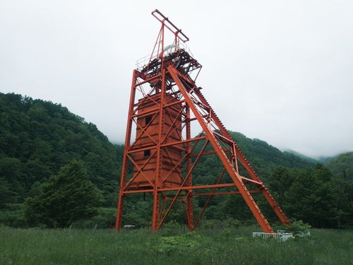 旧三菱美唄炭鉱跡地,の竪坑巻き上げ機の写真