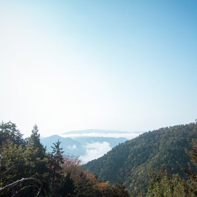 山から見た霞の空の写真