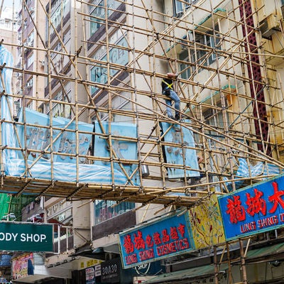 香港の建築工事の足場の写真