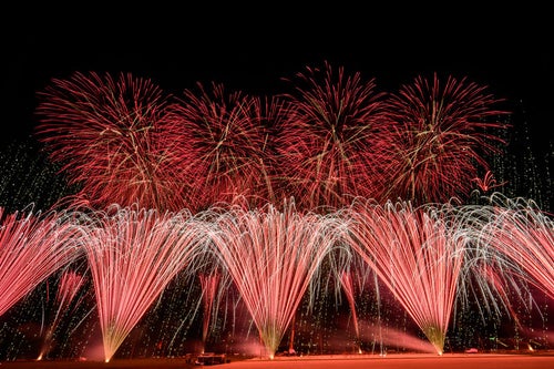 5秒間で1,000発を打ち上げる江戸川区花火大会の写真