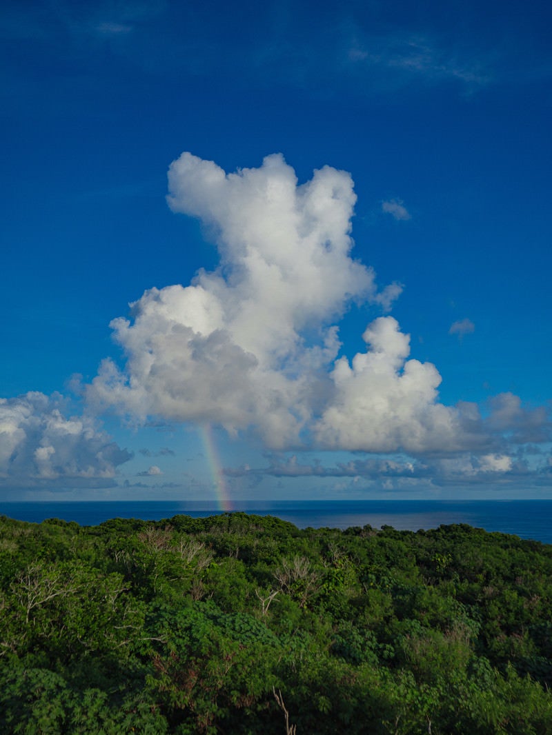 「硫黄島の南海上に現れた虹」の写真