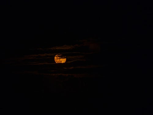 夜空を彩る月と雲の写真