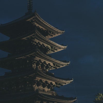 夜の興福寺五重塔の写真