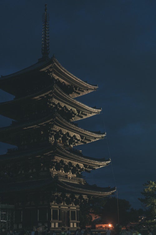 夜の興福寺五重塔の写真