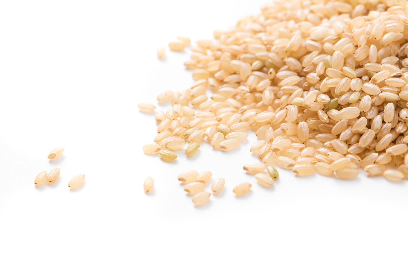 「淡褐色の玄米粒」の写真