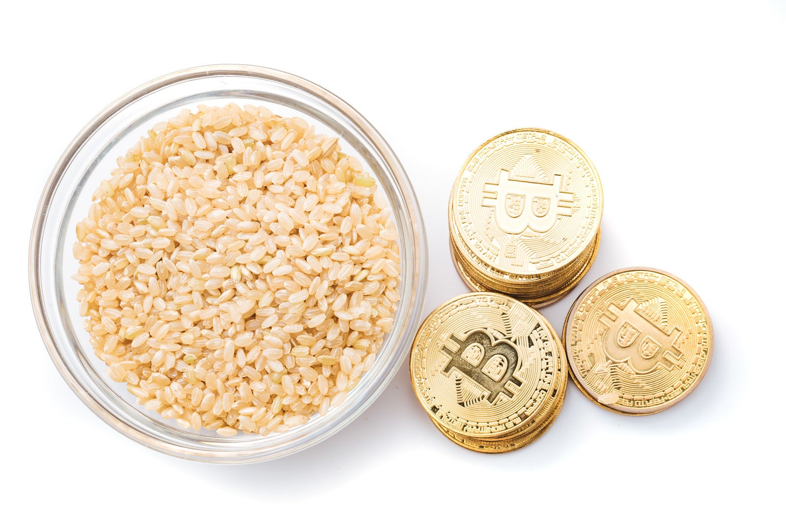 「仮想通貨で玄米がうまい」の写真