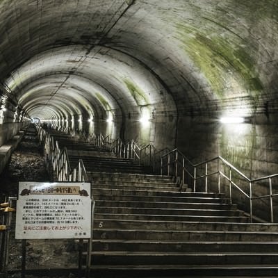 一直線に伸びる462段の階段（土合駅）の写真