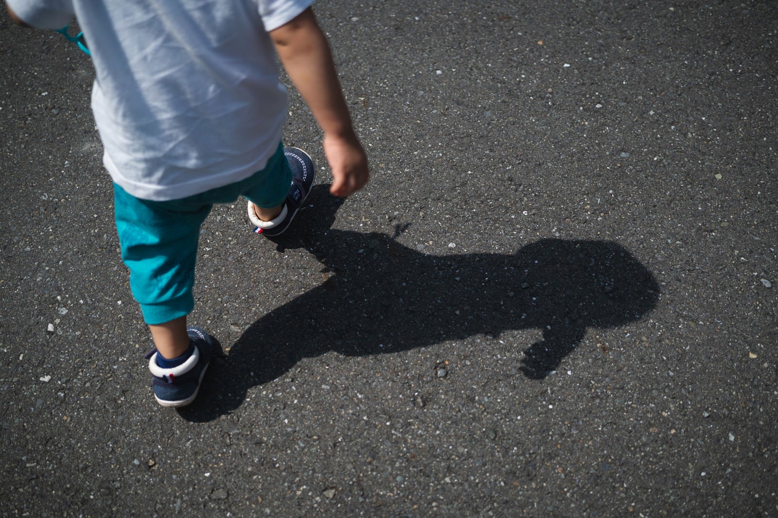 「散歩する子供と影」の写真