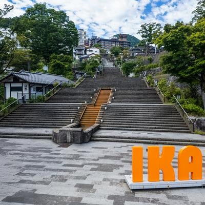 伊香保温泉の階段前の様子の写真