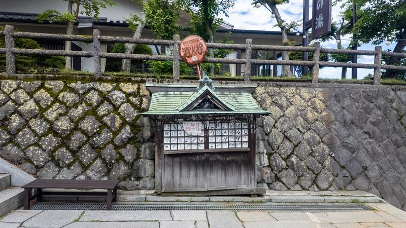 伊香保温泉の名物である石段街にある消火栓場所の写真