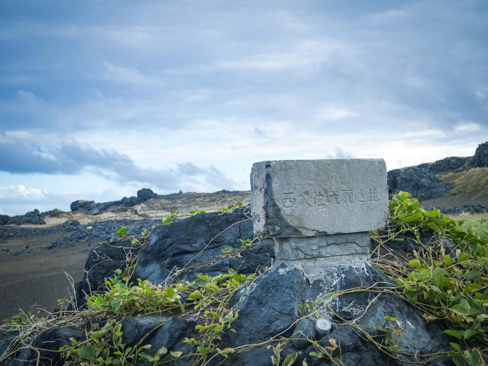 「背後の丘の上に小さく見えるもう一つの西大佐の碑と西大佐戦死の碑」の写真