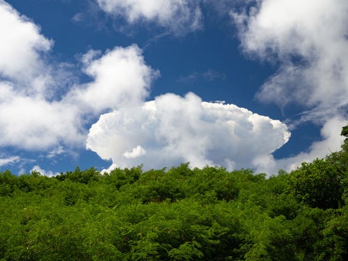 壁画敷地から観た南硫黄島近海の噴火で発生した雲の写真