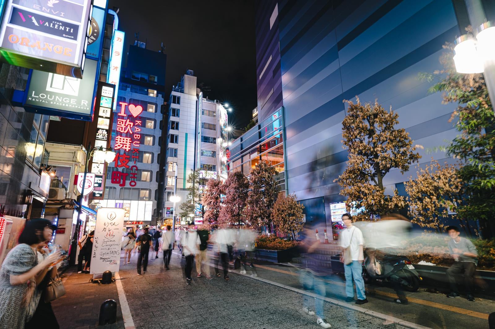 「夜の新宿歌舞伎町トー横通り」の写真