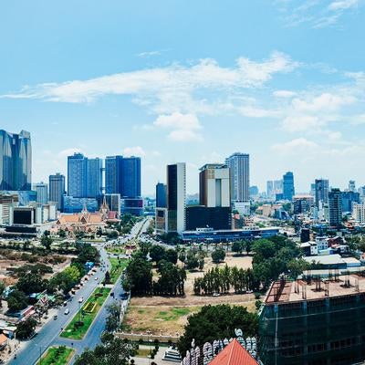 カンボジアの首都「プノンペン（Phnom Penh）」のパノラマの写真