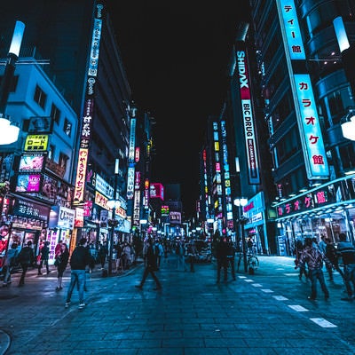 繁華街の路地（東京都新宿区）の写真