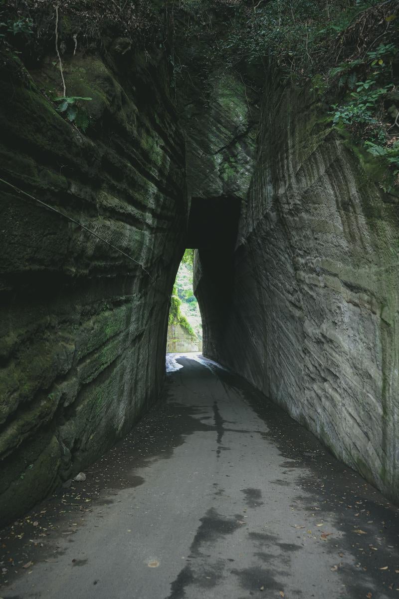 「秘境感ある切通しトンネル」の写真