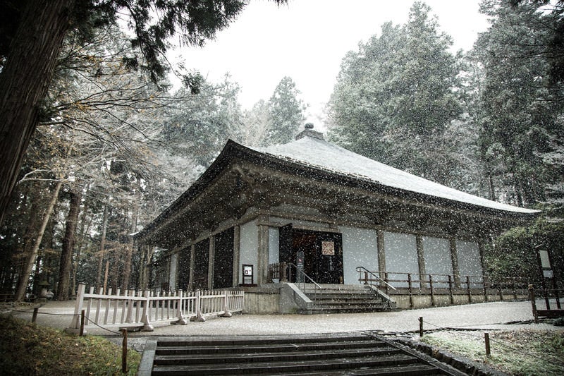 冬の中尊寺金色堂の写真