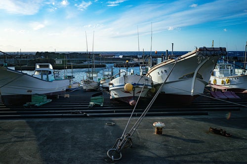 神津島の漁港の写真