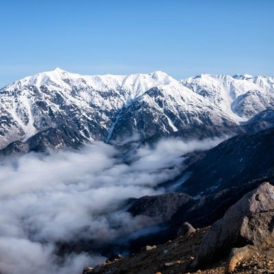 焼岳山頂の景色（笠ヶ岳方面）の写真