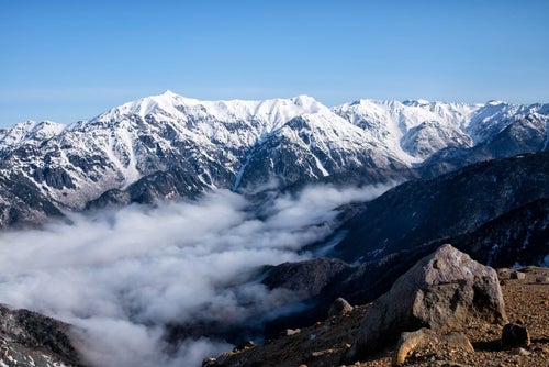 焼岳山頂の景色（笠ヶ岳方面）の写真