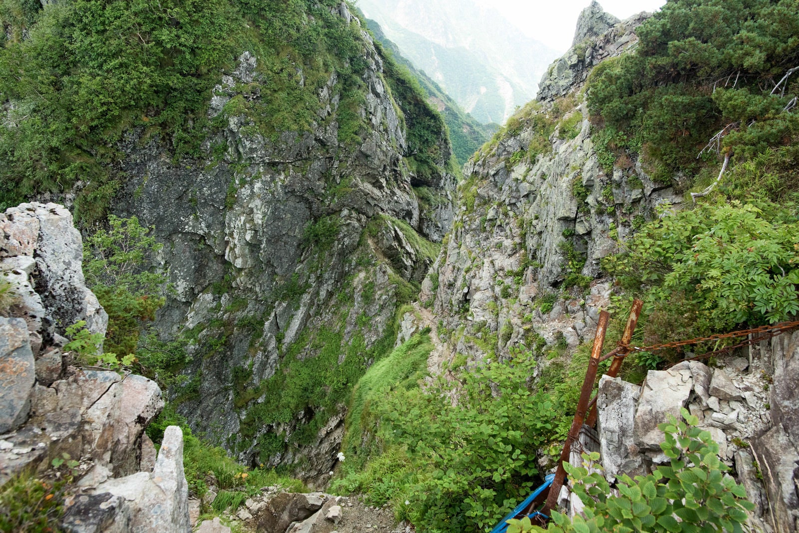 「登山道から見た巨大な岩尾根」の写真