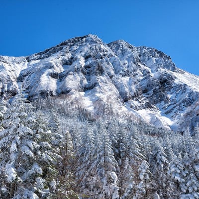 凍り付く赤岳主稜の写真