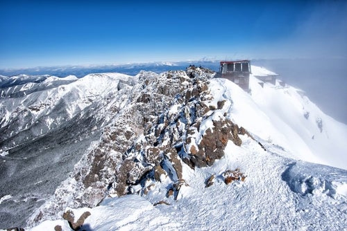 赤岳の山頂（雪）の写真