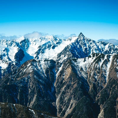 初冬の槍ヶ岳（飛騨山脈南部）の写真