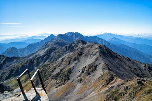 槍ヶ岳山頂からの絶景（飛騨山脈）の写真