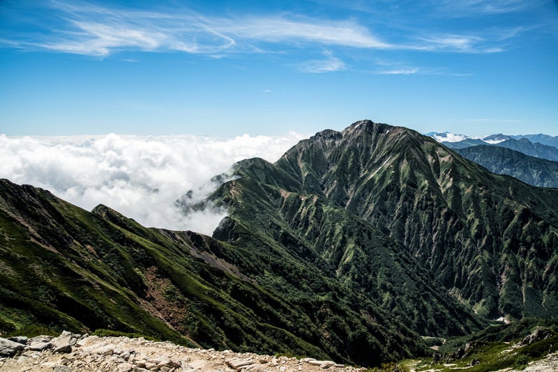 唐松岳からみた五竜岳の写真