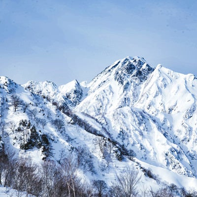 菱形の雪形（五竜岳）の写真
