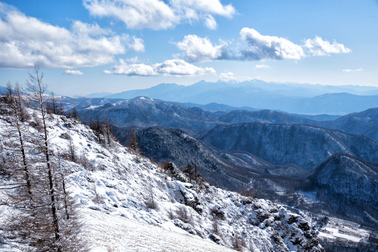 「冬の美ヶ原から見える南アルプス」の写真