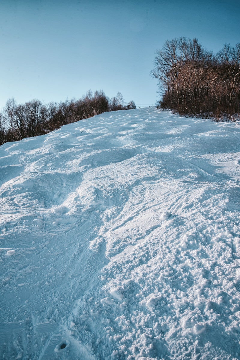 「スキー場の凹凸のあるコース」の写真