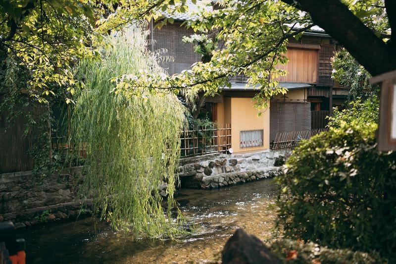 巽橋の和の情緒漂う町並みの写真