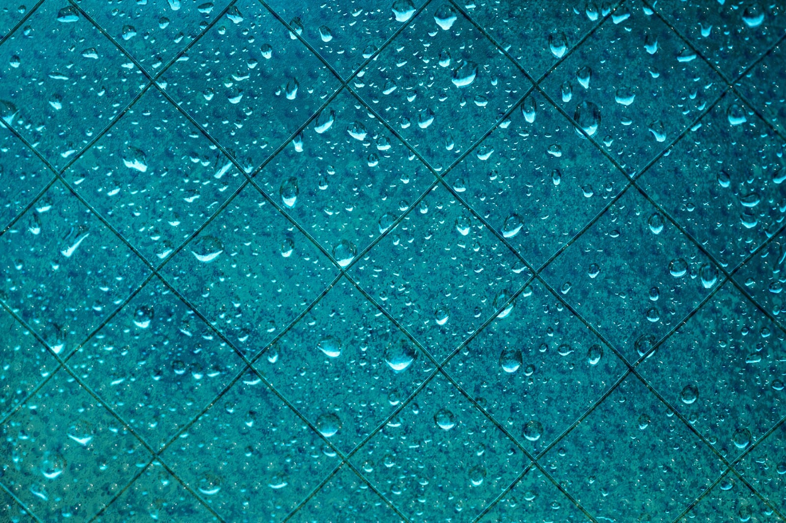 「ガラスに纏わりつく雨粒」の写真