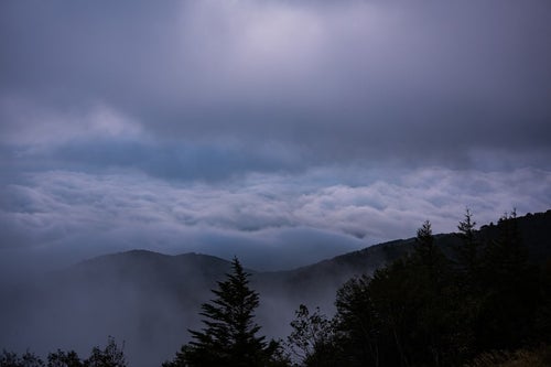 夜明け前の迫りくる雲海（美ヶ原）の写真