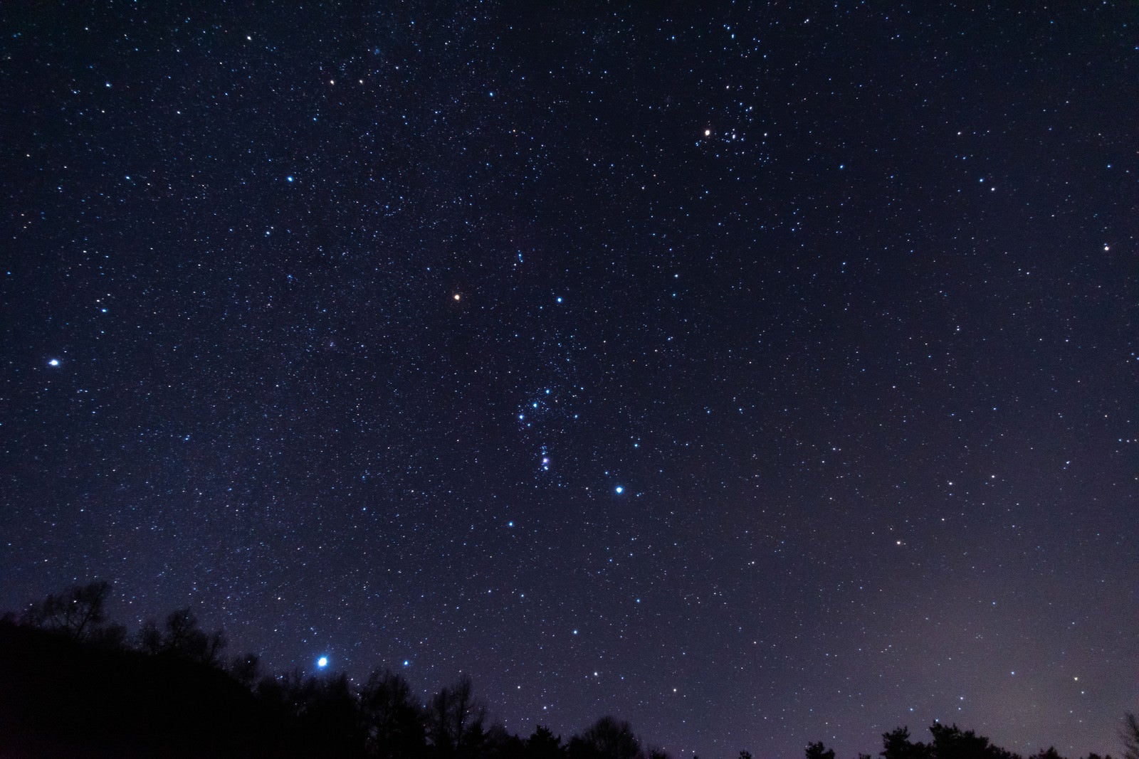 「巣栗渓谷から見たオリオン座」の写真