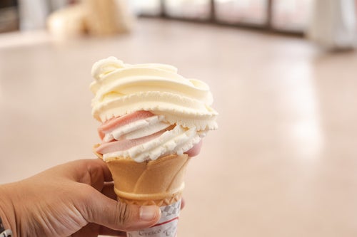 武石観光センターで購入したソフトクリームの写真