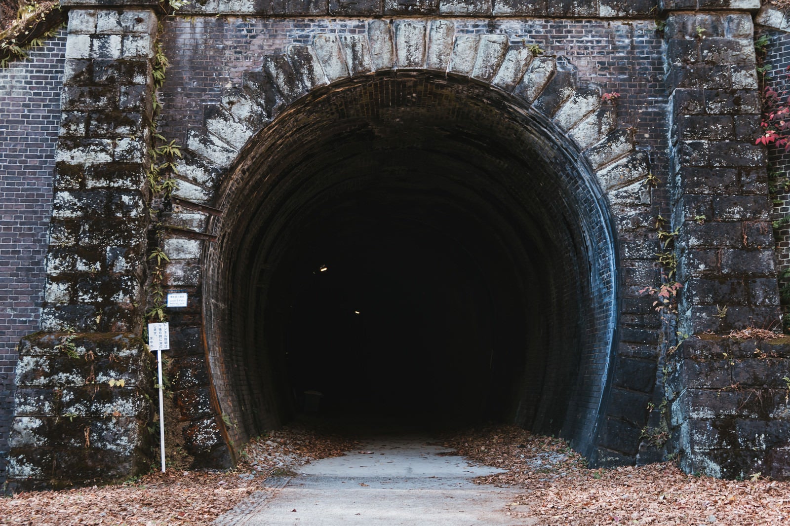「真っ暗な鉄道トンネル」の写真