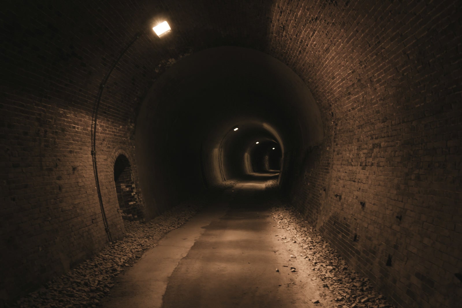 「廃線トンネルを深く進む」の写真