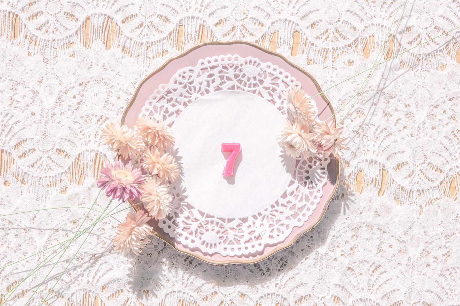 「アンティークなお皿と数字の「7」」の写真