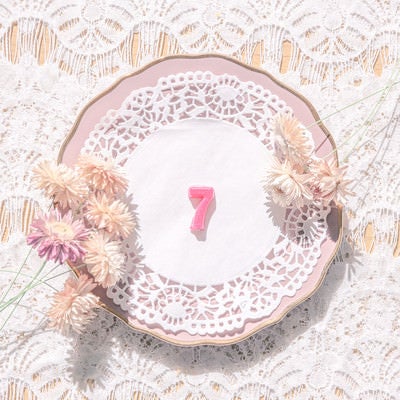 アンティークなお皿と数字の「7」の写真