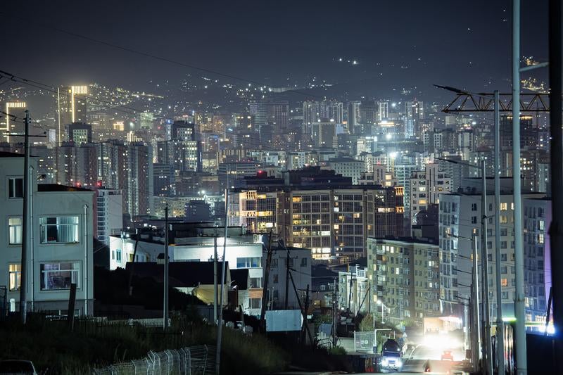 モンゴルの夜景（都市景観）の写真