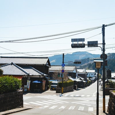 日本で3番目に小さいスクランブル交差点（宮崎県日南市の大手門交差点）の写真