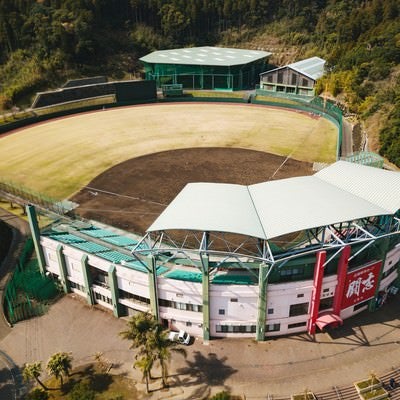 宮崎県日南市にある天福球場を見下ろす（空撮）の写真