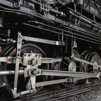 ＃　静態保存蒸気機関車・9600形59647号機の動輪部分の写真