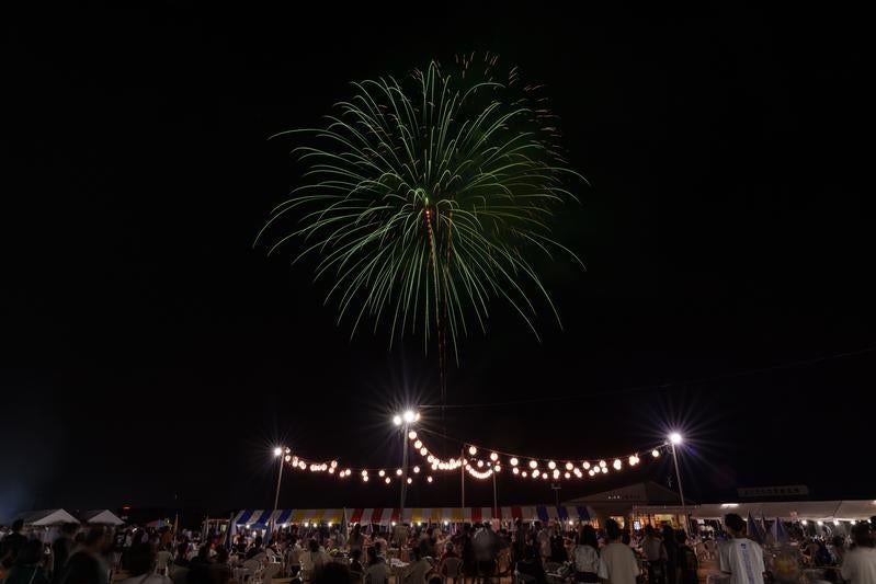 夜空を照らす大玉村の花火の写真