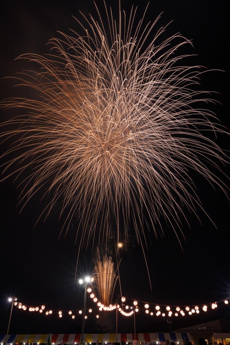 大玉村花火大会の煌めき、打ち上げ花火が彩る夜空の写真